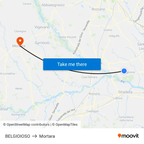 BELGIOIOSO to Mortara map