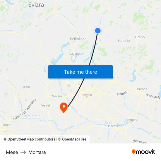 Mese to Mortara map