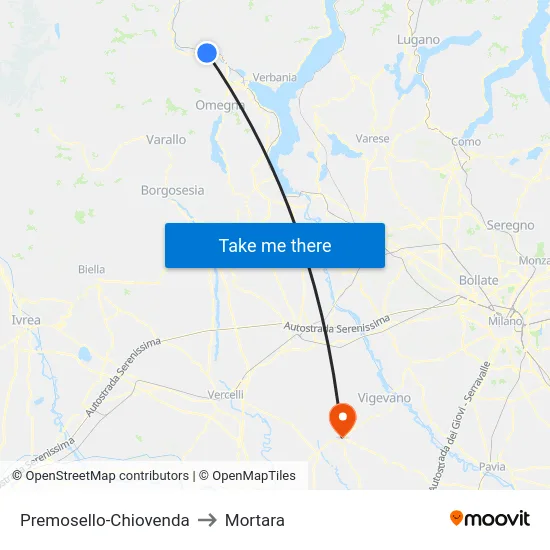 Premosello-Chiovenda to Mortara map