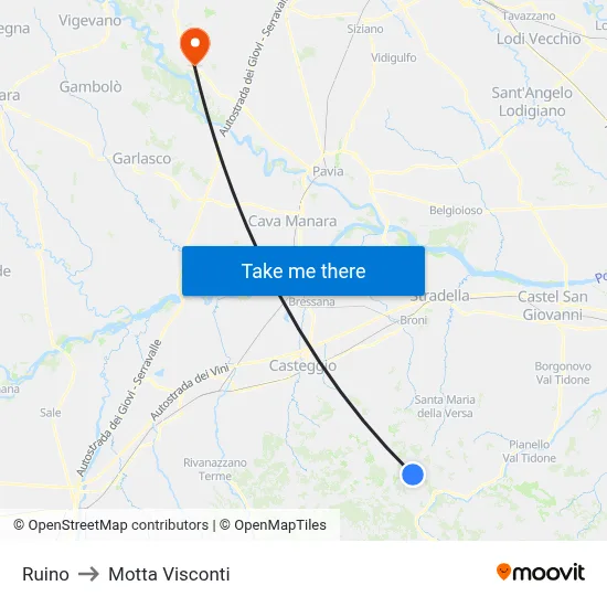 Ruino to Motta Visconti map