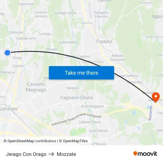 Jerago con Orago to Mozzate map