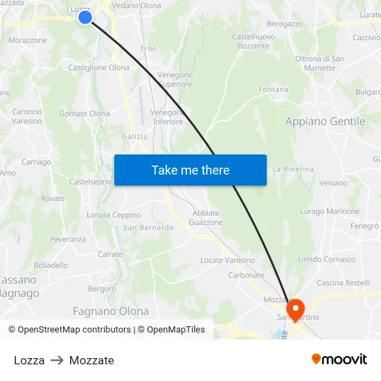 Lozza to Mozzate map