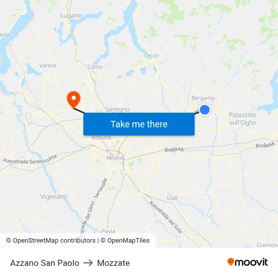 Azzano San Paolo to Mozzate map