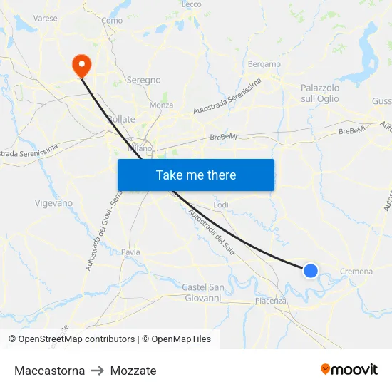 Maccastorna to Mozzate map