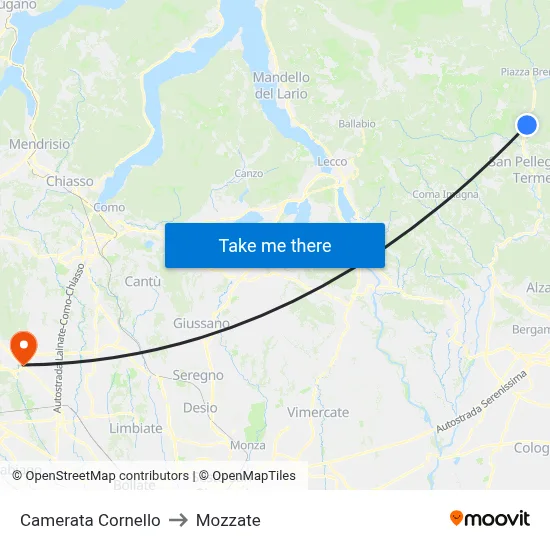 Camerata Cornello to Mozzate map