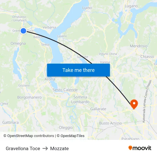 Gravellona Toce to Mozzate map