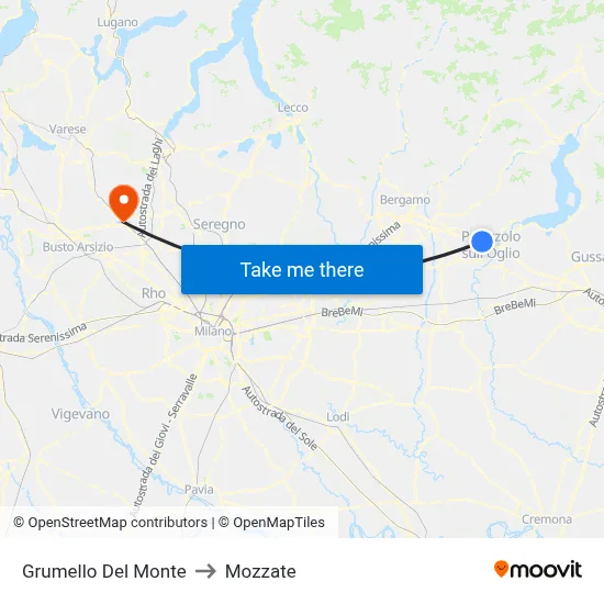Grumello Del Monte to Mozzate map