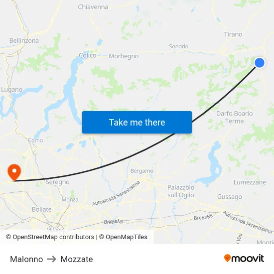 Malonno to Mozzate map