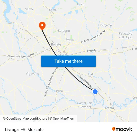 Livraga to Mozzate map