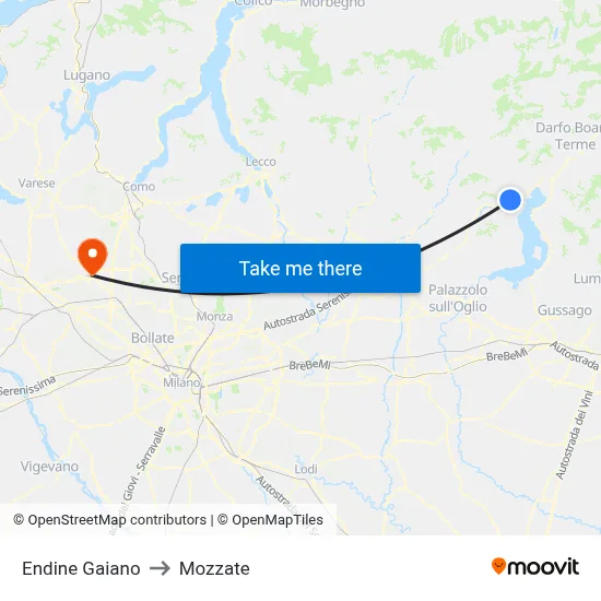 Endine Gaiano to Mozzate map