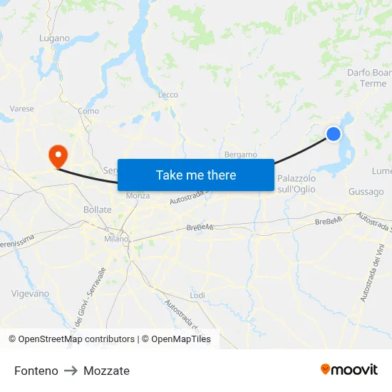 Fonteno to Mozzate map