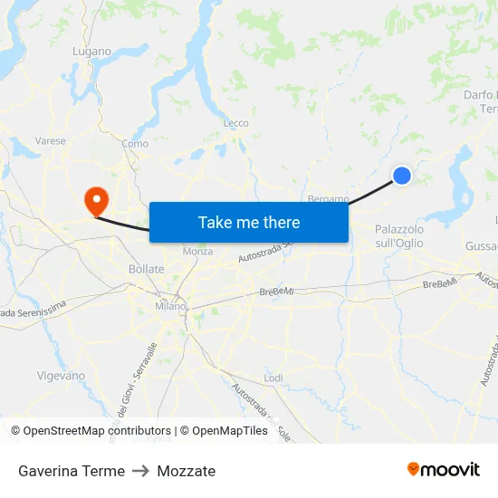 Gaverina Terme to Mozzate map