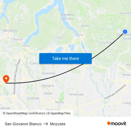 San Giovanni Bianco to Mozzate map
