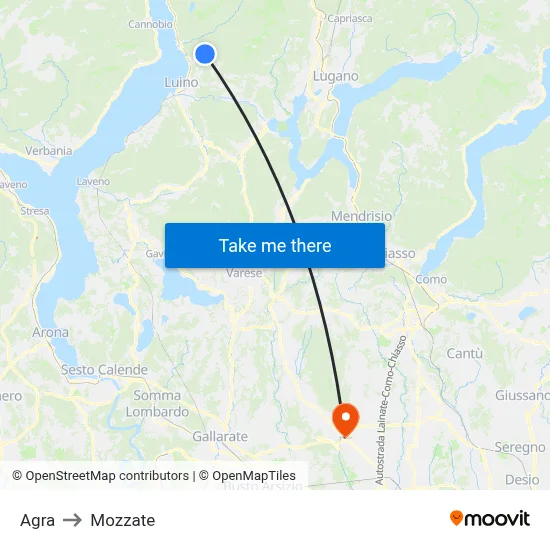 Agra to Mozzate map