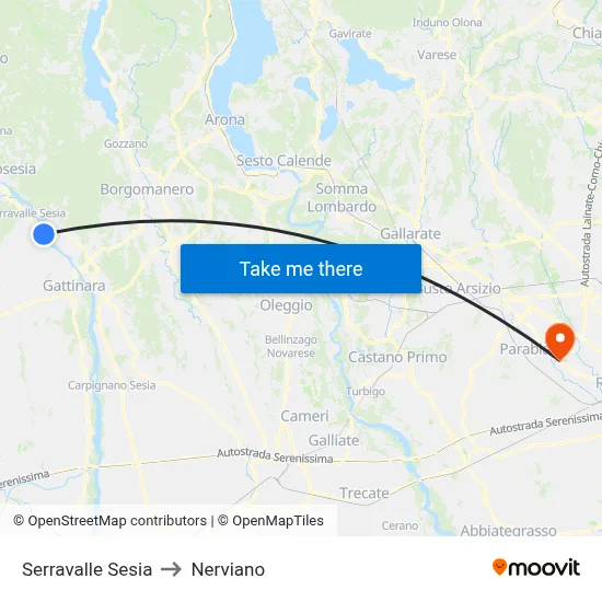 Serravalle Sesia to Nerviano map