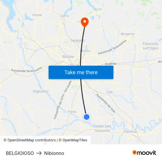 BELGIOIOSO to Nibionno map