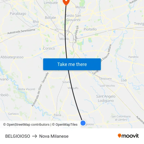 BELGIOIOSO to Nova Milanese map