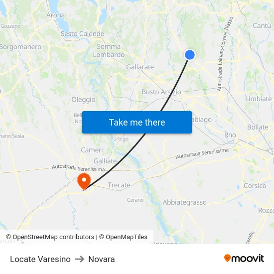 Locate Varesino to Novara map