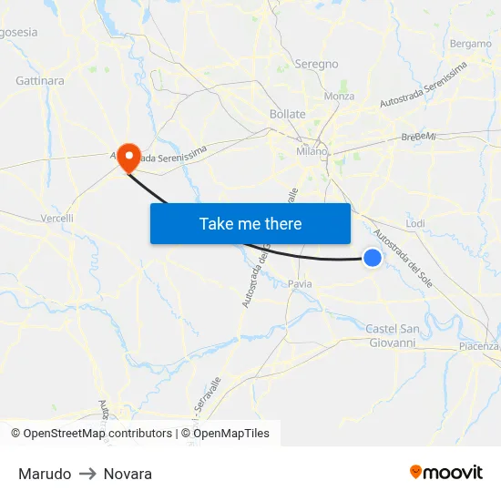 Marudo to Novara map