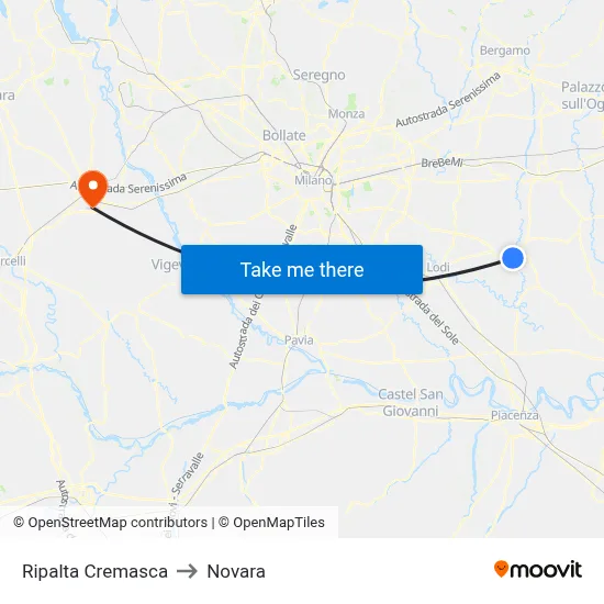 Ripalta Cremasca to Novara map