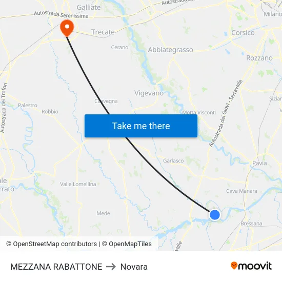 Mezzana Rabattone to Novara map