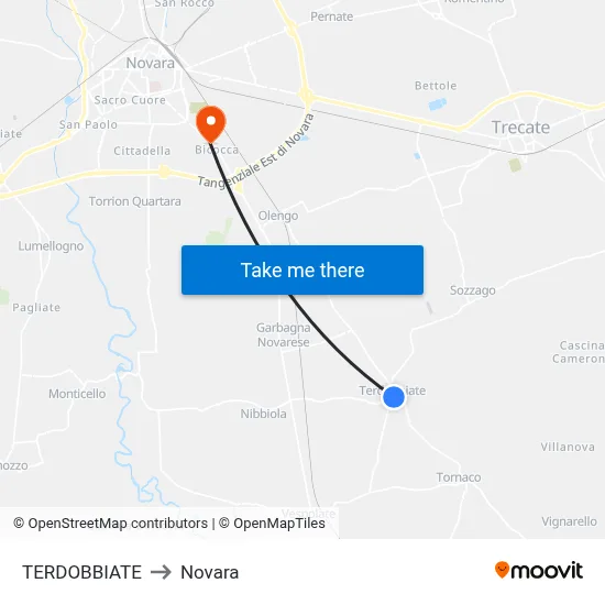 TERDOBBIATE to Novara map