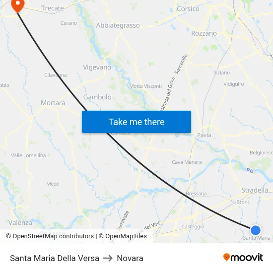 Santa Maria Della Versa to Novara map