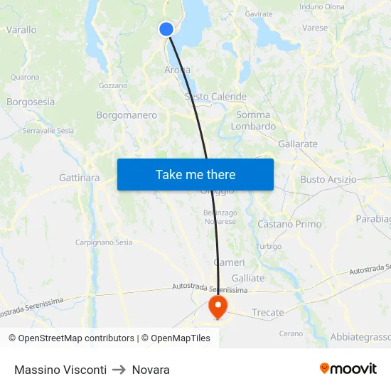 Massino Visconti to Novara map