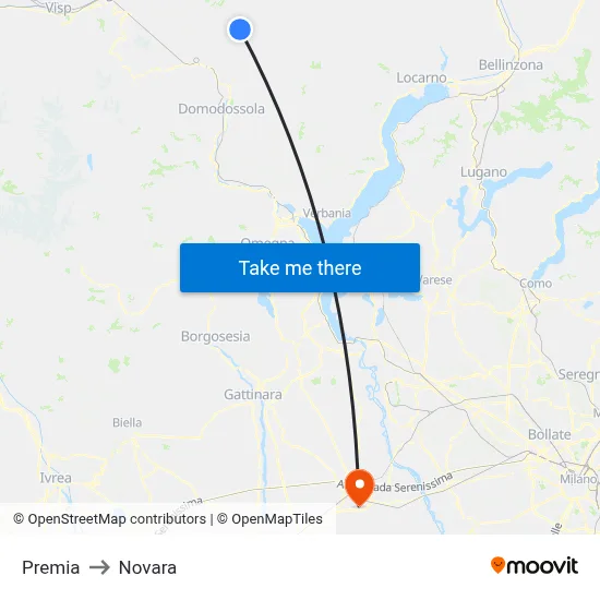 Premia to Novara map