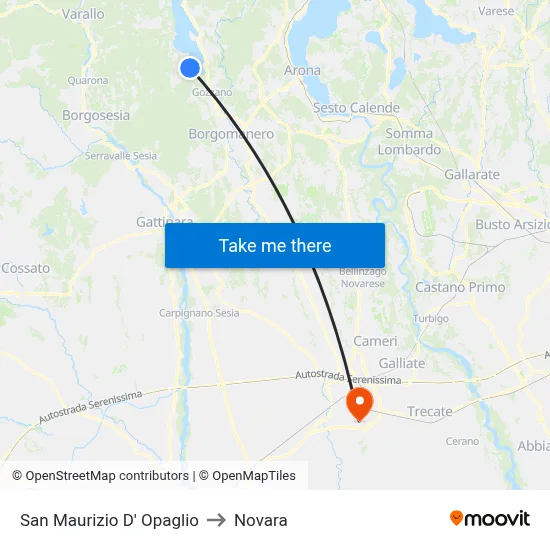 San Maurizio D' Opaglio to Novara map