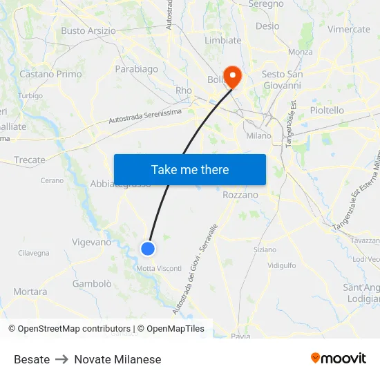 Besate to Novate Milanese map
