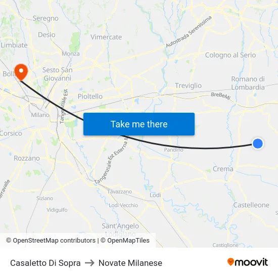 Casaletto di Sopra to Novate Milanese map