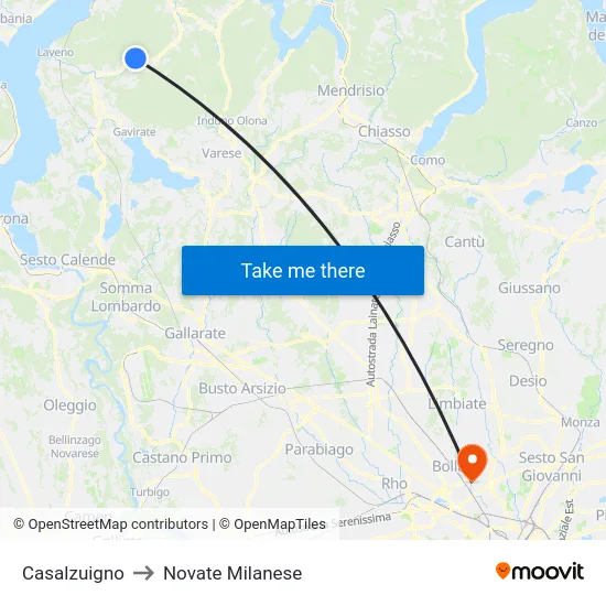 Casalzuigno to Novate Milanese map