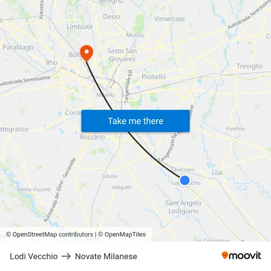 Lodi Vecchio to Novate Milanese map