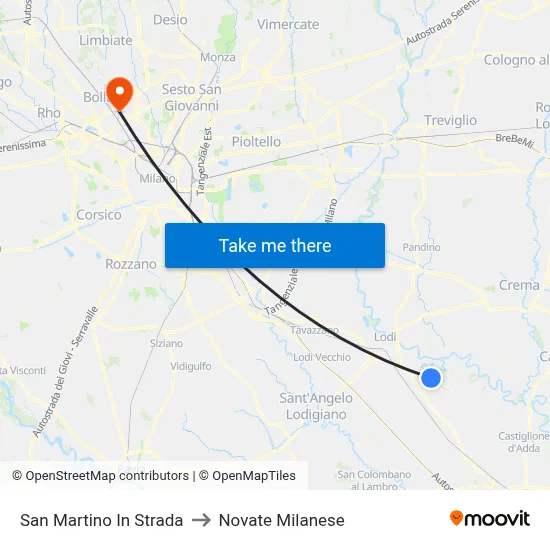 San Martino In Strada to Novate Milanese map