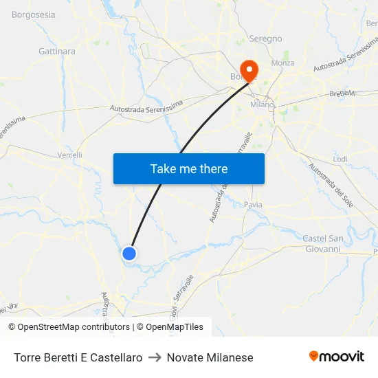 Torre Beretti e Castellaro to Novate Milanese map
