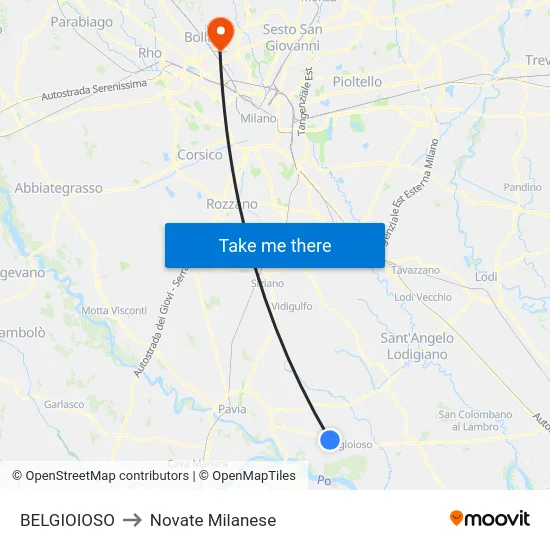 Belgioioso to Novate Milanese map