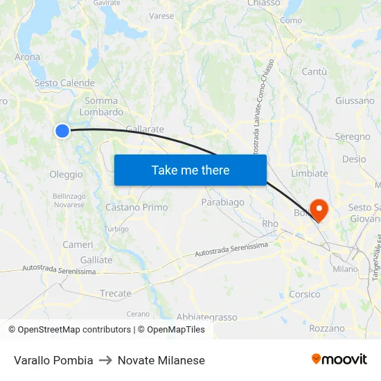 Varallo Pombia to Novate Milanese map
