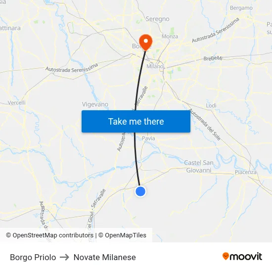Borgo Priolo to Novate Milanese map