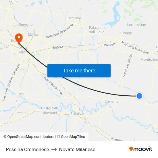 Pessina Cremonese to Novate Milanese map