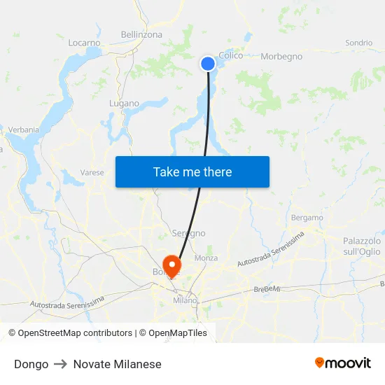 Dongo to Novate Milanese map