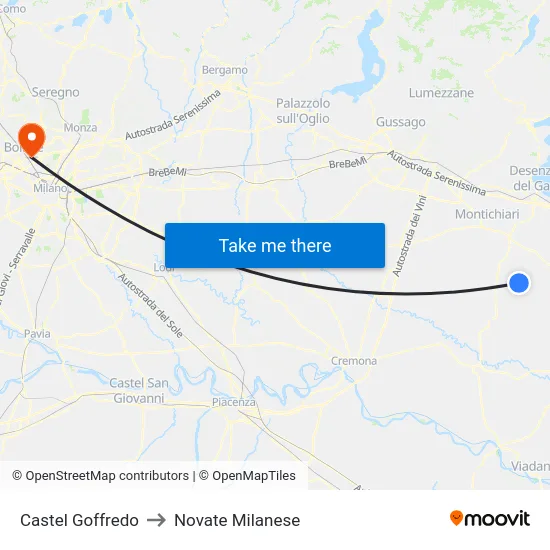 Castel Goffredo to Novate Milanese map