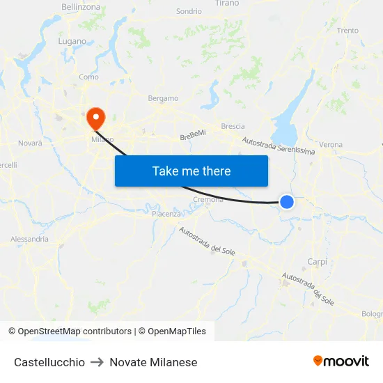 Castellucchio to Novate Milanese map