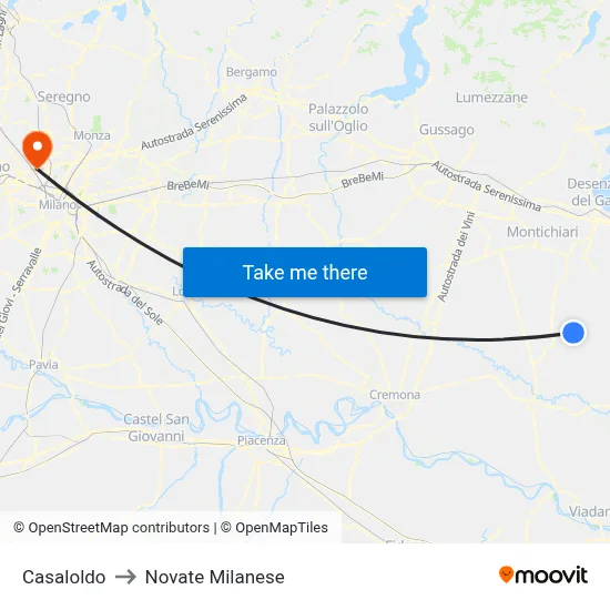 Casaloldo to Novate Milanese map