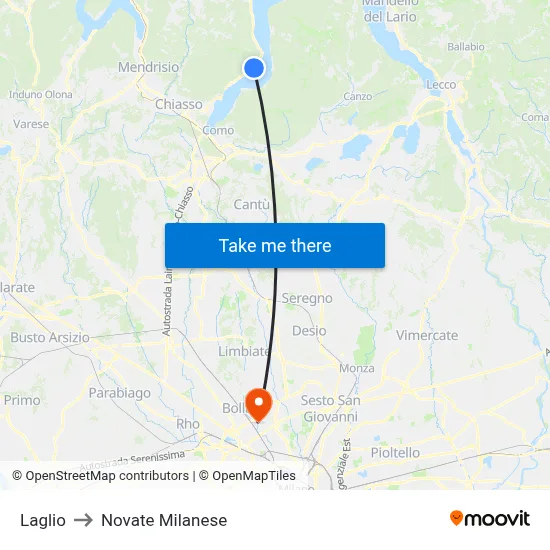 Laglio to Novate Milanese map