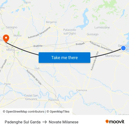 Padenghe Sul Garda to Novate Milanese map
