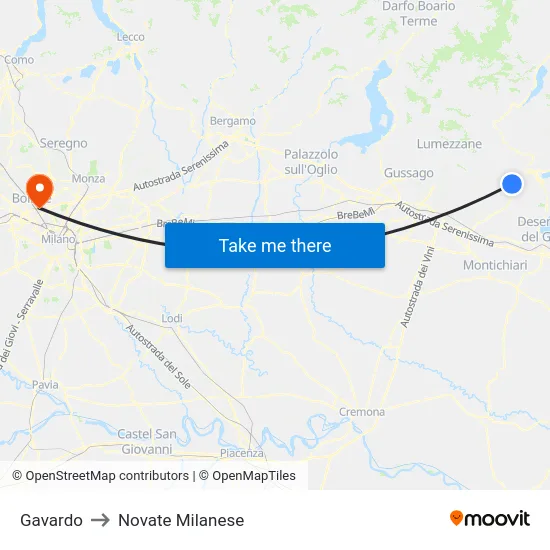 Gavardo to Novate Milanese map