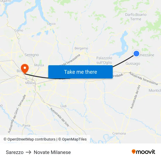 Sarezzo to Novate Milanese map