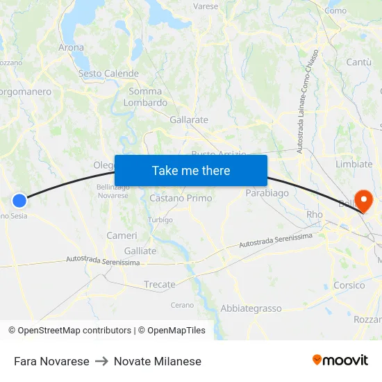 Fara Novarese to Novate Milanese map
