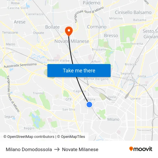 Milano Domodossola to Novate Milanese map